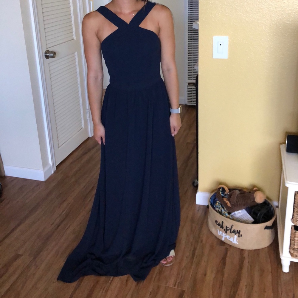❌SOLD❌ Lulus maxi air of romance navy bridesmaid